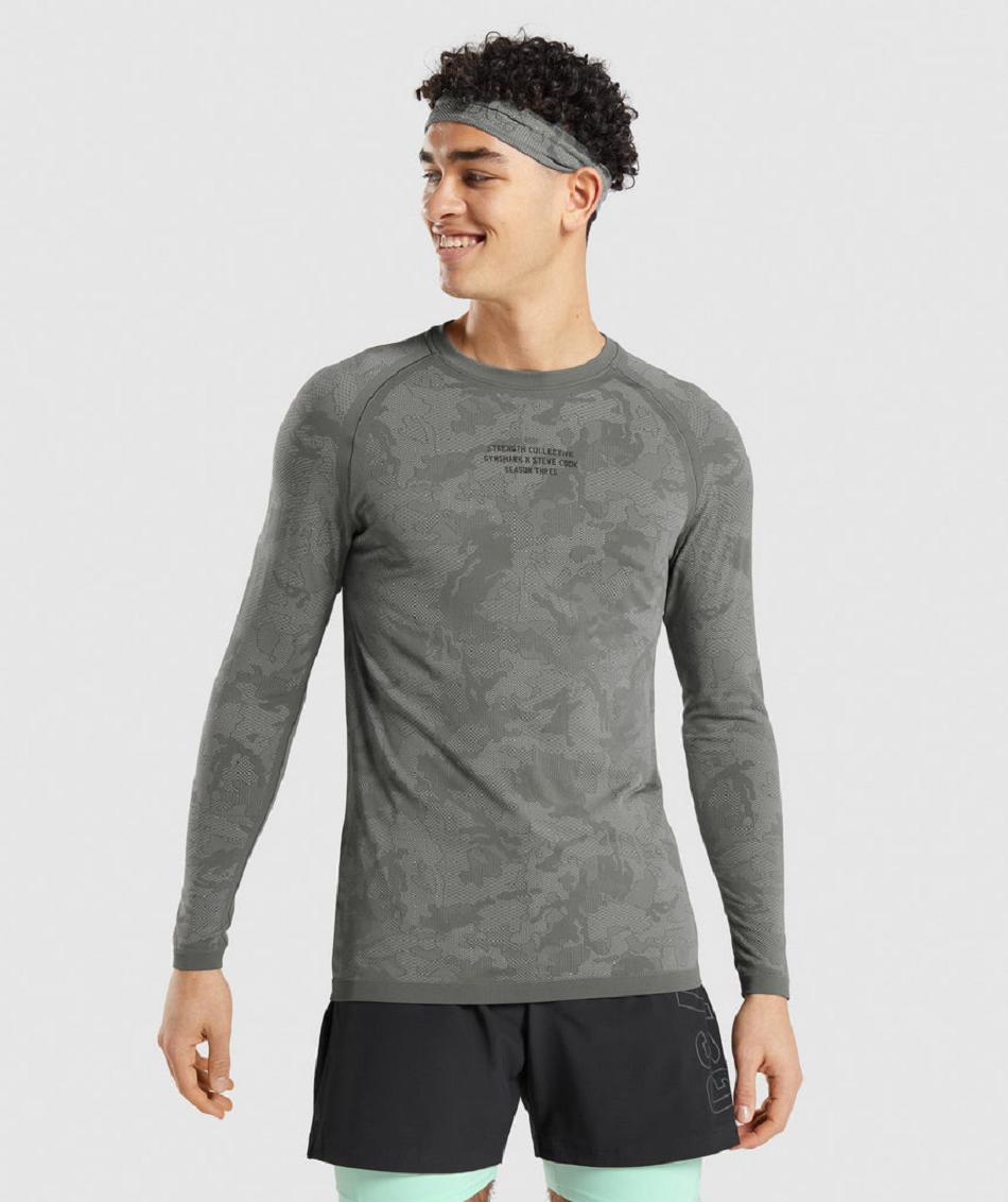 Gymshark Gymshark//Steve Cook Seamless Muške Dugi Rukav Sive | HR 2604LIS